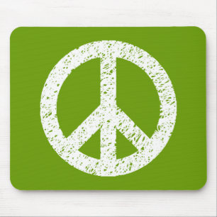 Scribble Stenciled Peace Symbol - White op Avocad Muismat