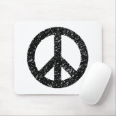 Scribble Stenciled Peace Symbol - Zwart op wit Muismat (Met muis)
