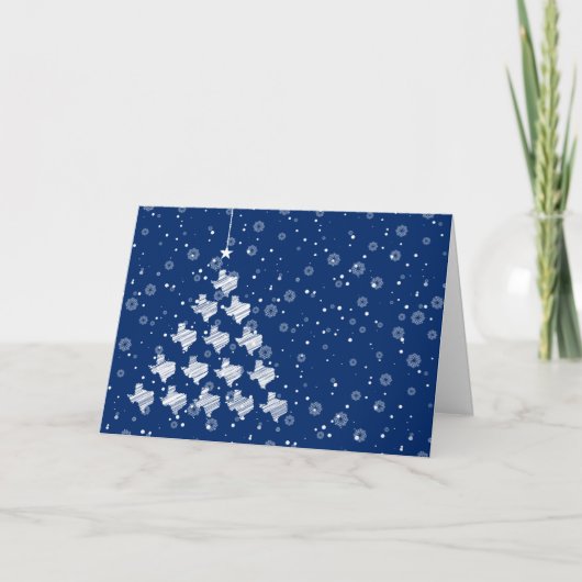 Scribble Texas kerstboom op blauw Feestdagen Kaart (Voorkant)