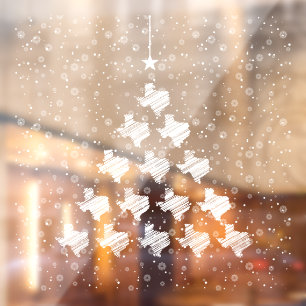 Scribble Texas Kerstmis Raamsticker
