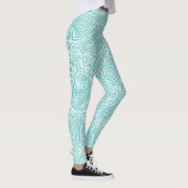 Scribbleafdrukken Blauwgroen Leggings (Rechts)