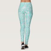 Scribbleafdrukken Blauwgroen Leggings (Achterkant)
