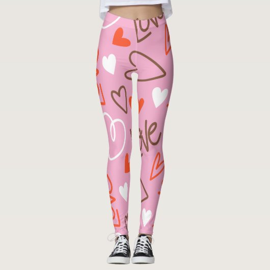 Scribbled Love Hearts Leggings (Voorkant)