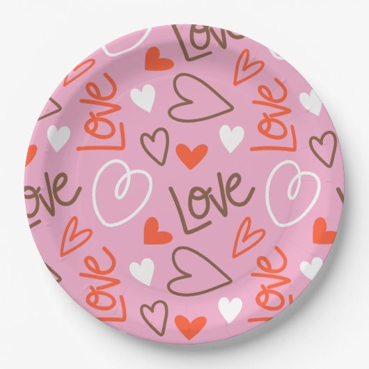 Scribbled Love Hearts Paper Bord (Voorkant)