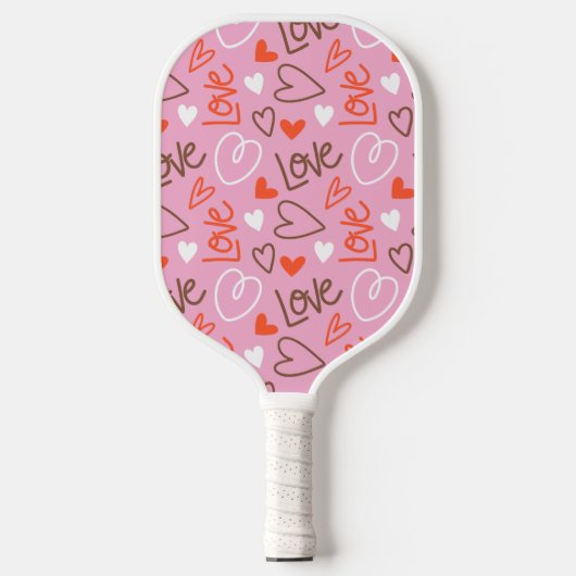 Scribbled Love Hearts Pickleball Paddle (Voorkant)