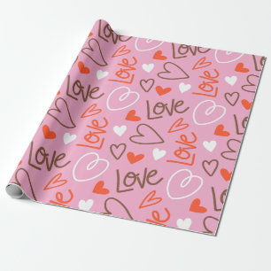 Scribbled Love Hearts Wrapping Paper Cadeaupapier