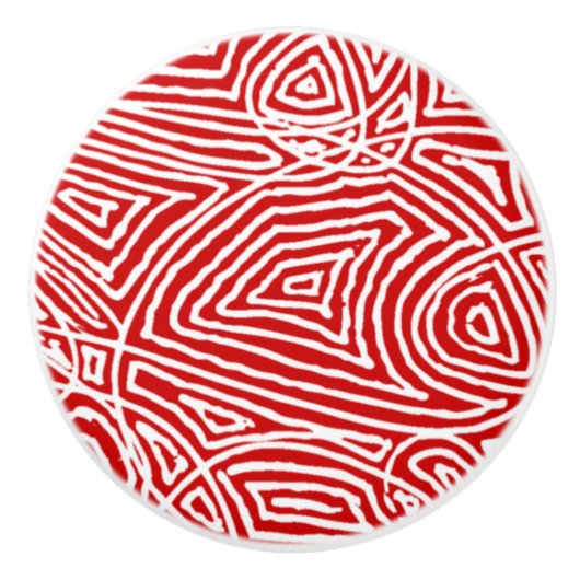 Scribbleprint Red Pattern 2 Knob Keramische Knop (Voorkant)
