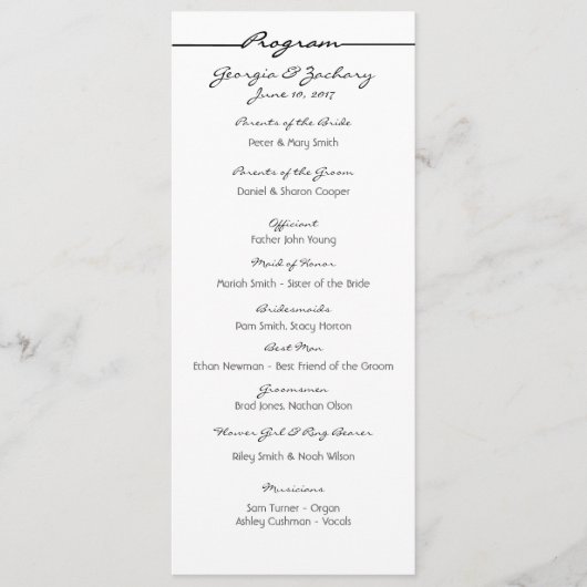 "Scribbles" Wedding Program Programma (Voorkant)