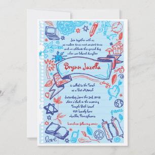 SCRIBLES sur NOTEPAPER Bat Bat mitzvah Invitation