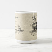 Scrimshaw Design Sailing Ship Koffiemok (Center)