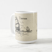Scrimshaw Design Sailing Ship Koffiemok (Voorkant links)