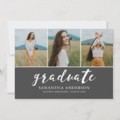 Script 3 Photo Collage Graduation Party Invitation (Devant)