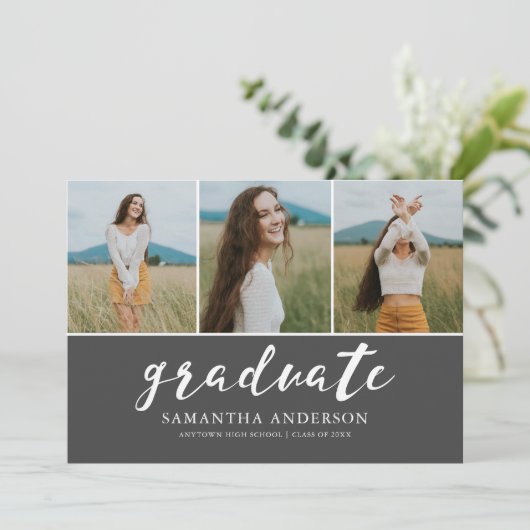 Script 3 Photo Collage Graduation Party Invitation (Debout devant)