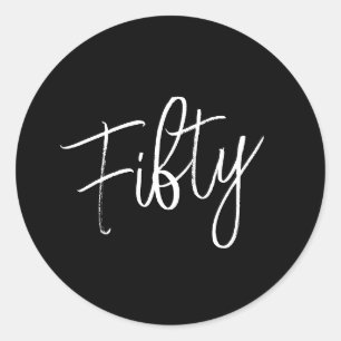 Script 50th Birthday Black Ronde Sticker