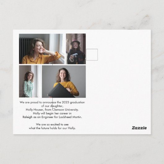 Script 5 Faire-part de graduation photo Carte post (Dos)