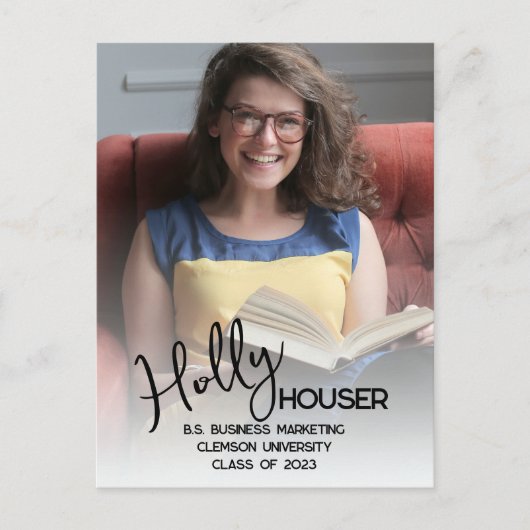 Script 5 Faire-part de graduation photo Carte post (Devant)