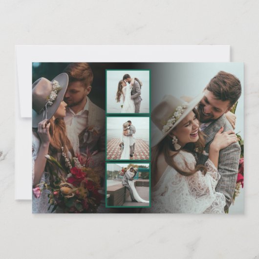 Script 6 Foto's Bruiloft Liefde Bedankt Emerald Gr Kaart (Achterkant)