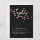 Script 80 Black Roos Gold 80th Birthday Kaart (Voorkant)