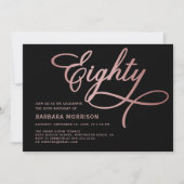 Script 80 Black Roos Gold 80th Birthday Kaart (Voorkant)