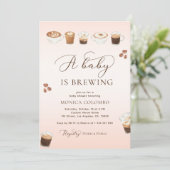 Script A Baby is het brouwen van roze koffie Baby Kaart (Staand voorkant)