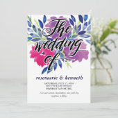 Script à la main et Faire-part de mariage à fleurs (Debout devant)