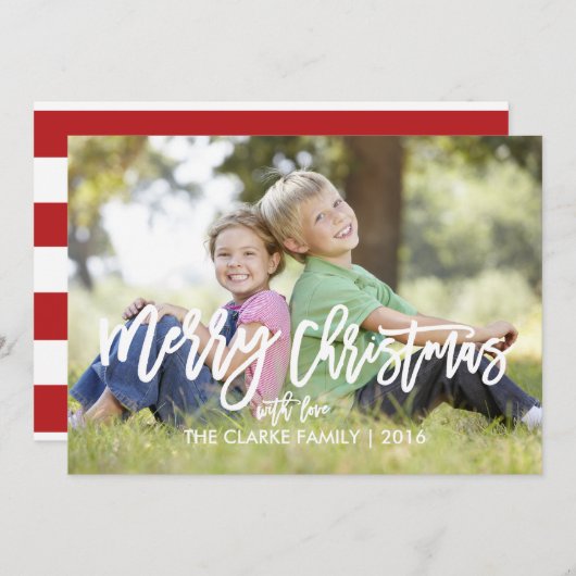 Script à la main tendance | Carte photo de vacance (Devant / Derrière)