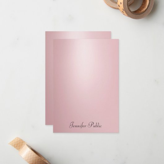 Script à main moderne Rose élégant Modèle or  (Devant/Arrière en situation)