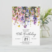 Script Aangepaste Wildbloemen 40e verjaardag Kaart (Staand voorkant)