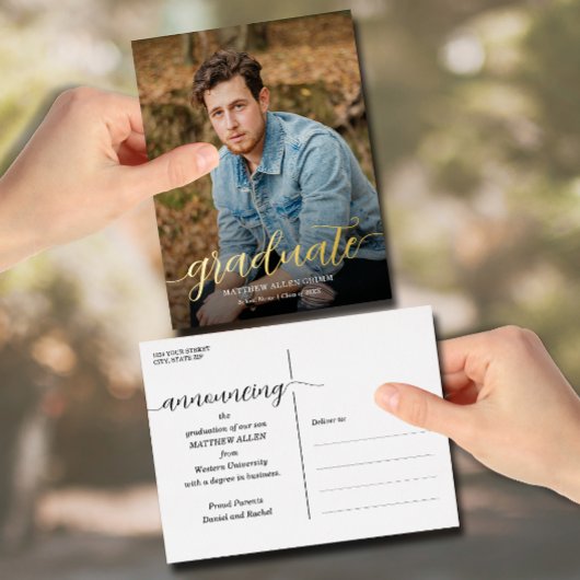 Script Afstuderen Announcement Folie Briefkaart