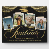 Script Afstuderen Foto Zwart Goud Afstuderen plaqu Fotoplaat (Voorkant)