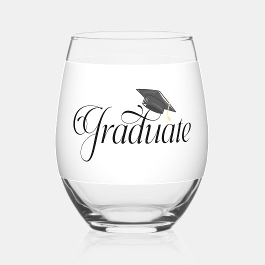 Script Afstuderen Gepersonaliseerd met Afstudeerde Wijnglas Zonder Voet (Voorkant)