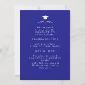 Script Afstuderen Navy Blue Photo Afstuderen Aankondiging (Achterkant)