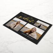 Script Afstuderen Simple 3 Photo Collage Party Foi Folie Uitnodiging (Gedraaid)