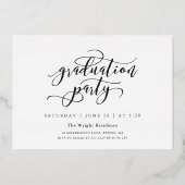 Script Afstuderen Simple 3 Photo Collage Party Foi Folie Uitnodiging (Achterkant)