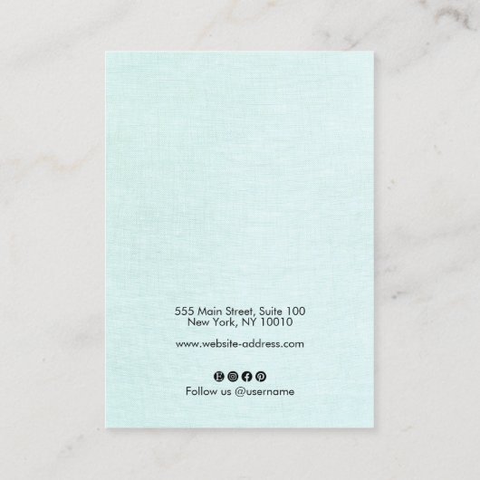 Script Aqua Linen Woordbeeldscherm Visitekaartje