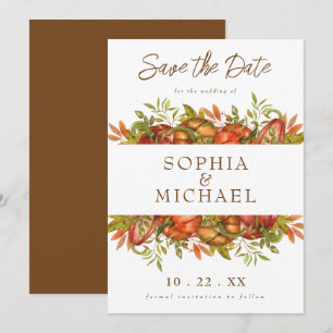 Script Autumn Pumpkins Herfst Botanicals Save The Date