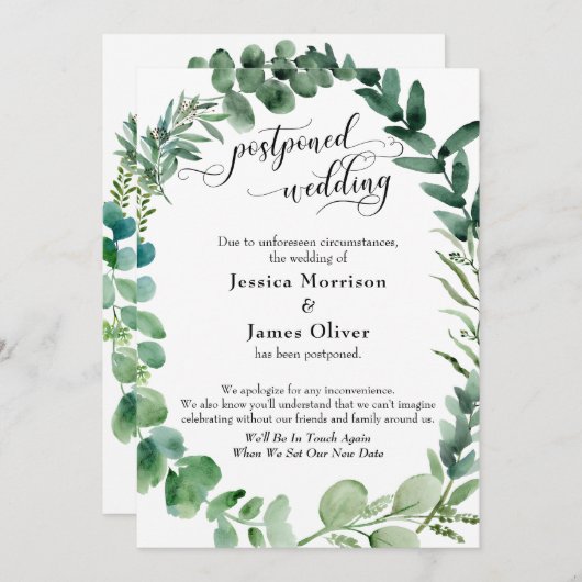 Script avec la carte Mariage reportée Eucalyptus W (Devant / Derrière)