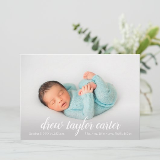 Script Baby Photo Faire-part de naissance (Debout devant)