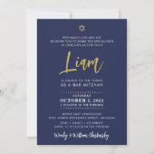 SCRIPT BAR MITZVAH belettering goud marineblauw Kaart (Voorkant)