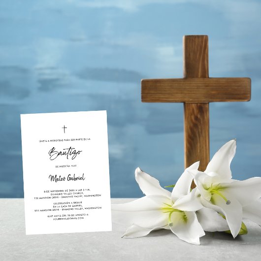 Script Bautizo Moderne minimalistische Spaanse doo Kaart