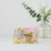 *~* Script BEAUTY Gold Foil Rainbow Visitekaartje (Staand voorkant)