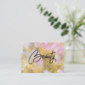 *~* Script BEAUTY Pink Gold Foil Visitekaartje (Staand voorkant)