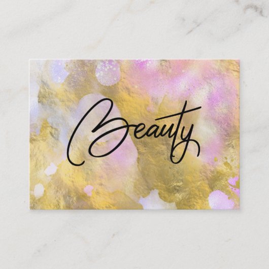 *~* Script BEAUTY Pink Gold Foil Visitekaartje (Voorkant)