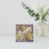 *~* Script BEAUTY Purple Gold Foil Carte de visite (Debout devant)