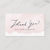 Script Bedankt Blush Pink Waterverf Visitekaartje (Voorkant)