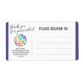Script Bedankt Business Logo Paarse verzending Etiket (Voorkant)