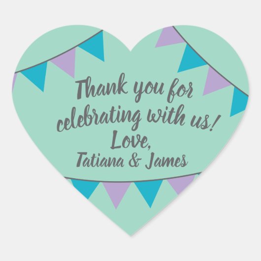 Script  Bedankt Heart Banners Hart Sticker (Voorkant)