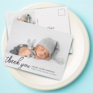 Script Bedankt Twee Foto's Geboorteaankondiging Briefkaart
