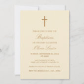 Script Beige Elegant Crème Baptême Invitation (Devant)