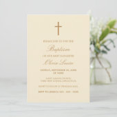 Script Beige Elegant Crème Baptême Invitation (Debout devant)